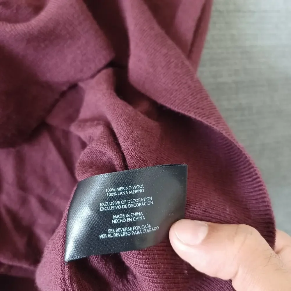Banana Republic Merino Wool Sweater Mens M Burgundy Lightweight Stretch‎ Casual
